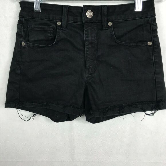 American Eagle Shorts Womens Sz‎ 6 Black Jeans Next Level Flex Denim 3 in - Picture 2 of 6